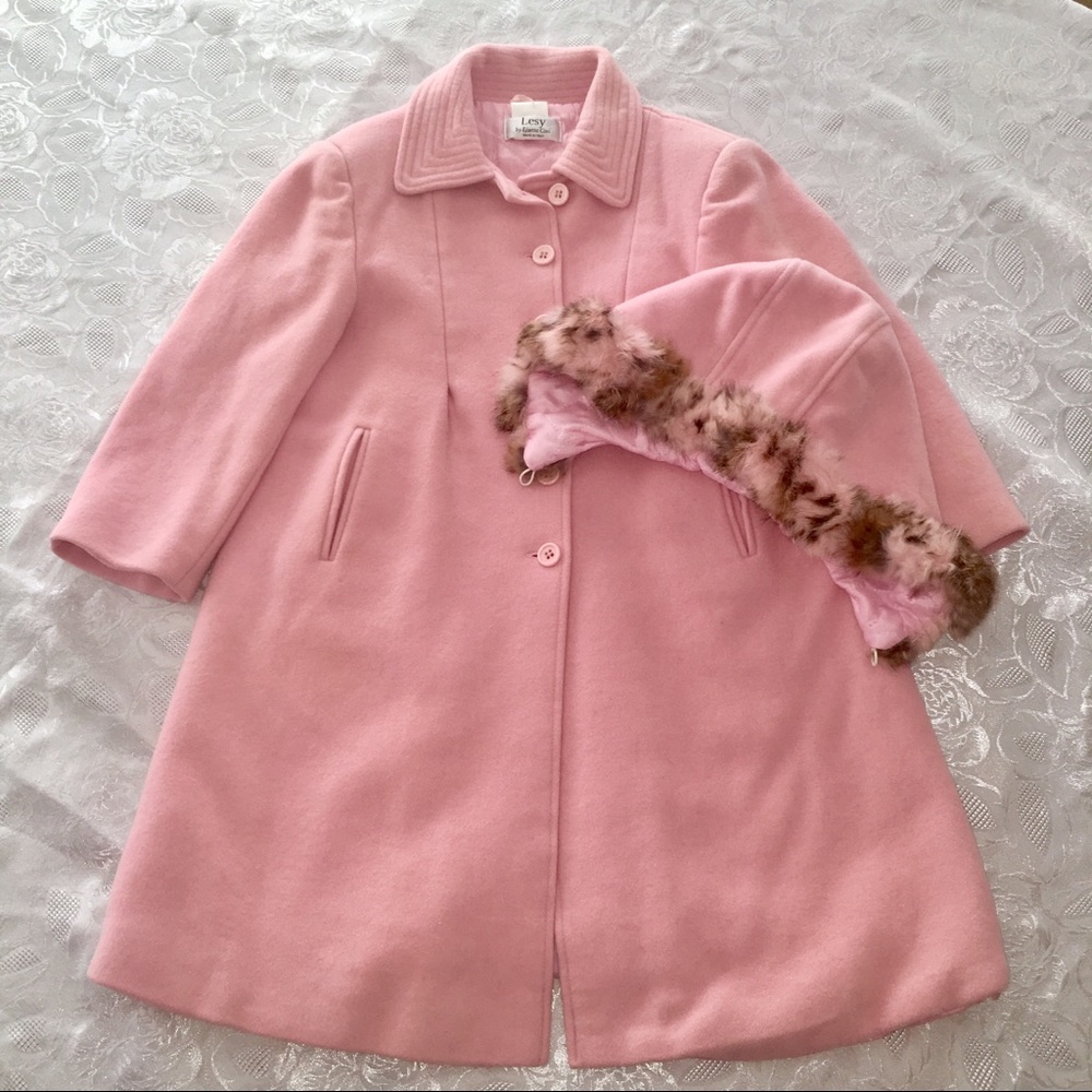Lesy Pink Wool Coat with Detachable Hood